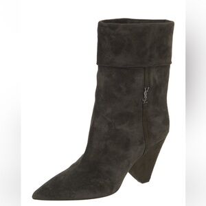 Yves Saint Laurent Women's Dark Suede Heeled Boots
